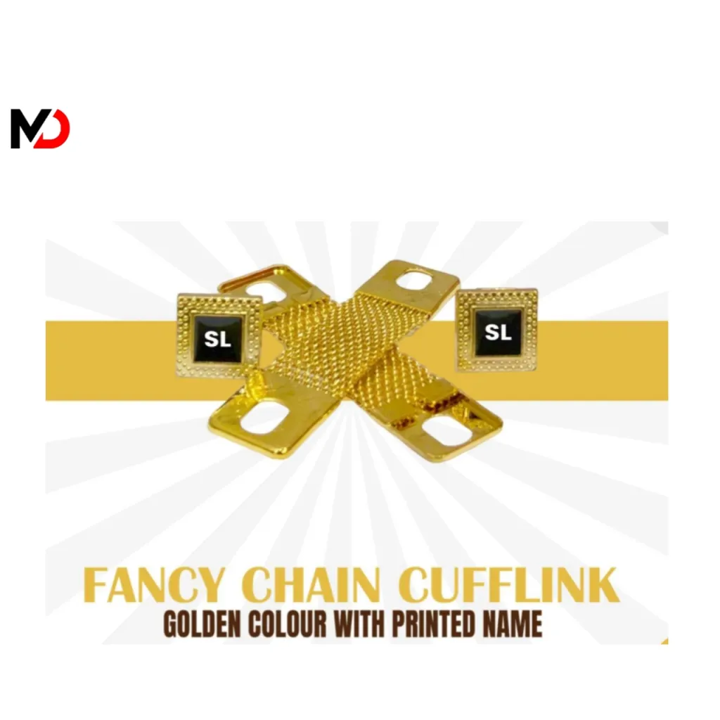 Fancy Chain Cufflink With Printed Name