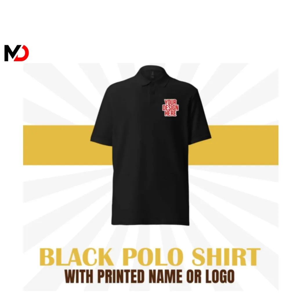 Black  Polo Shirt With Printed Name Or Logo