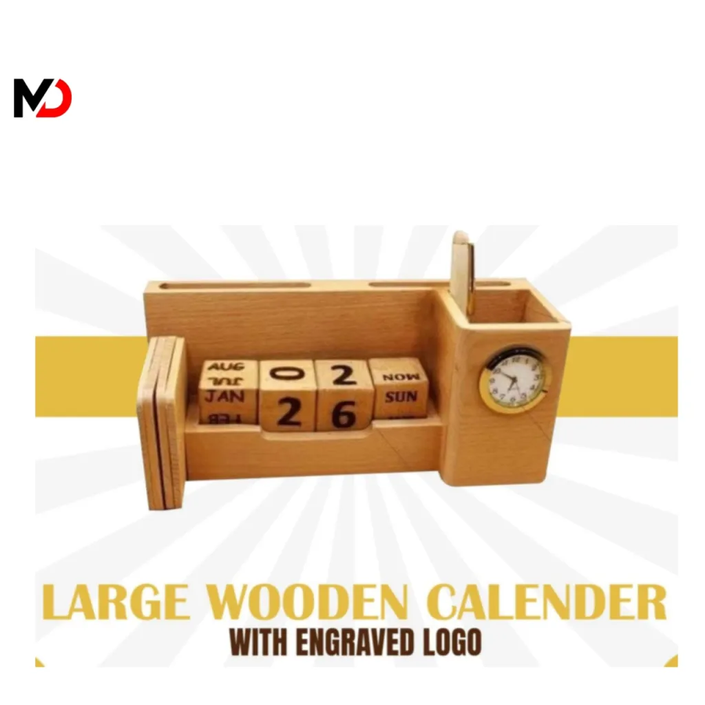 Large Wooden Calendar With Engraved Logo