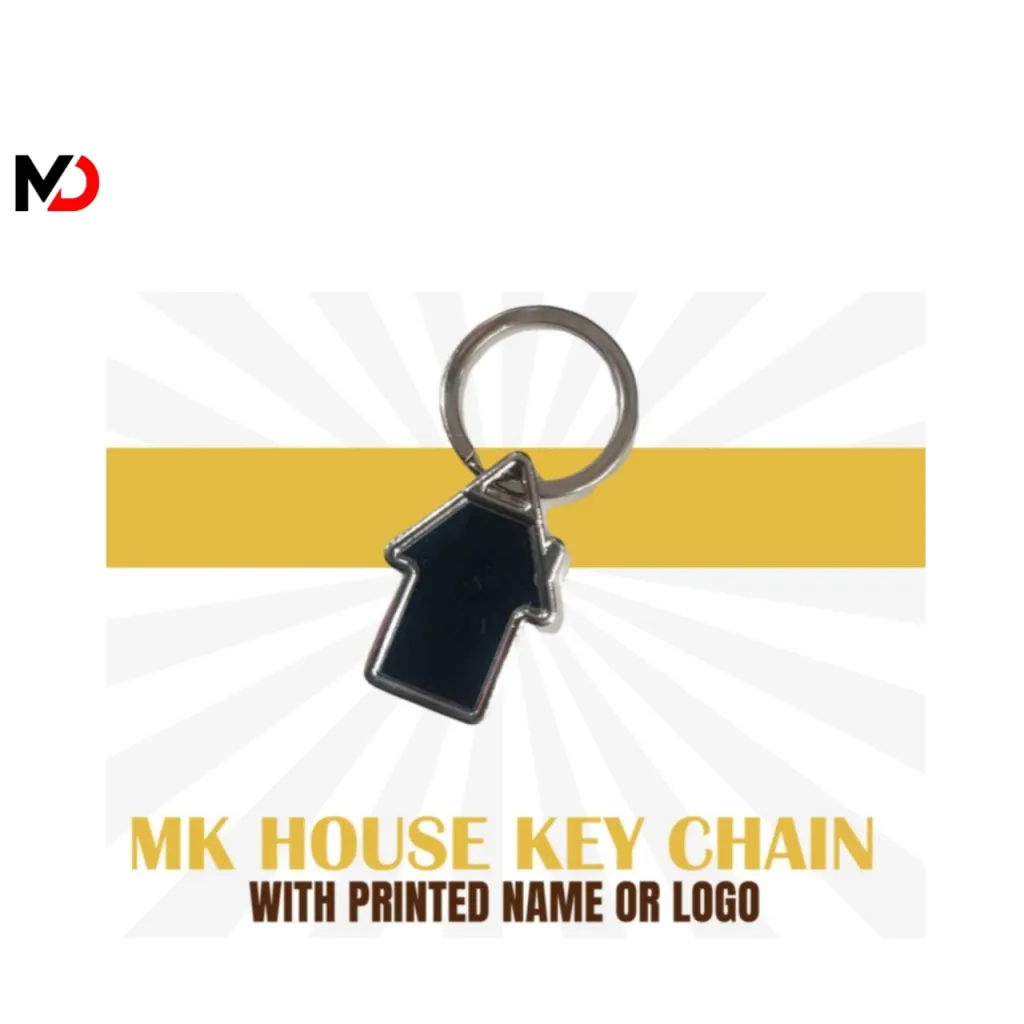 House Shape Keychain With Printed Name Or Logo