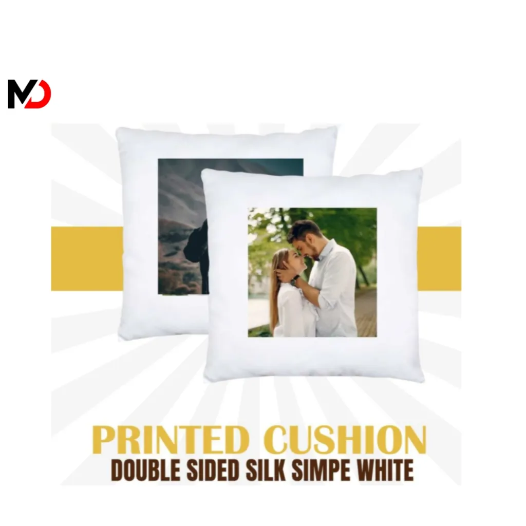 Printed Cushion Double Side Silk Simple White
